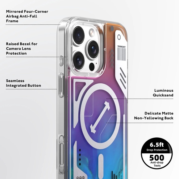 Blue Luminous Quicksand iPhone 16 Pro case | NWT - Picture 3 of 6